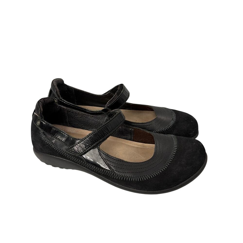 Naot Shoes Womens Size 9 Wide Kirei Mary Jane Black Leather Suede Flats